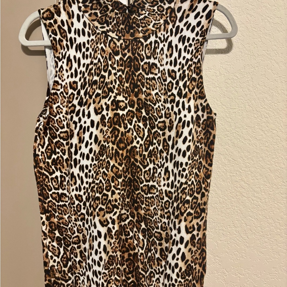 White House Black Market Leopard Print Fitted Blouse